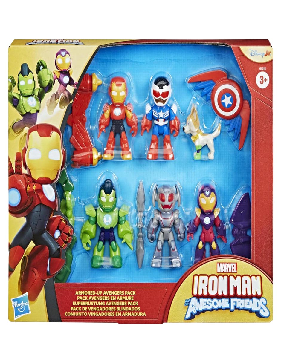 Set figura articulada Iron Man And His Awesome Friends Iron Man, Gamma, Ironheart, Captain America: Sam Wilson, Iron Hulk y Ultron 2
