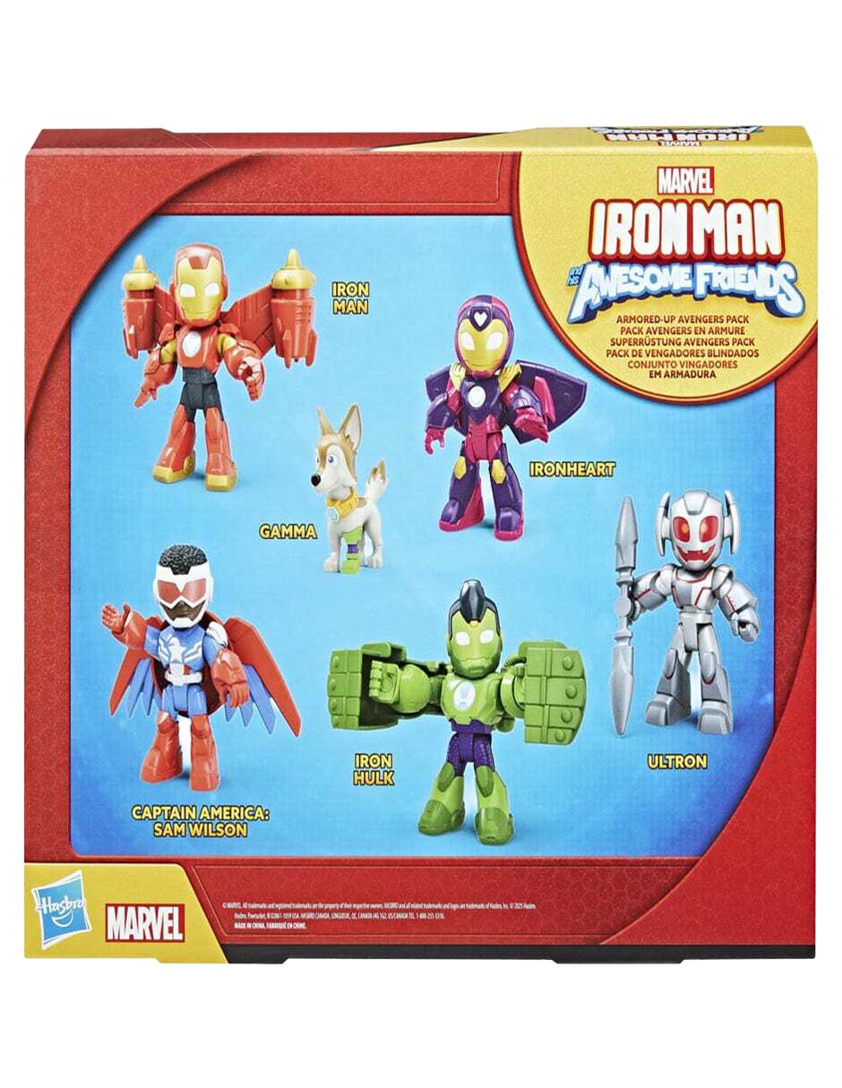 Set figura articulada Iron Man And His Awesome Friends Iron Man, Gamma, Ironheart, Captain America: Sam Wilson, Iron Hulk y Ultron 4