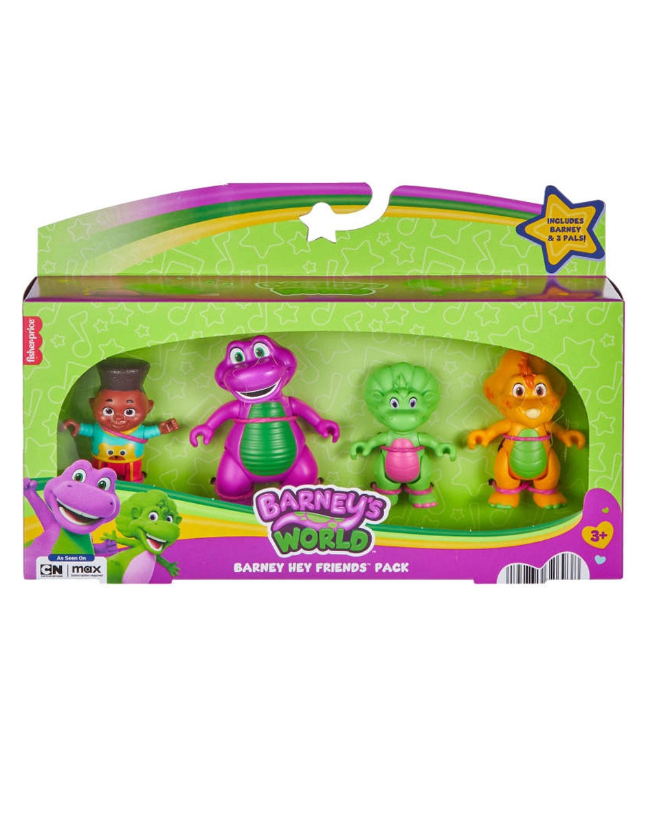 Set figuras acción articulada Barney's World Barney, Baby Bop, Billy y David Especial