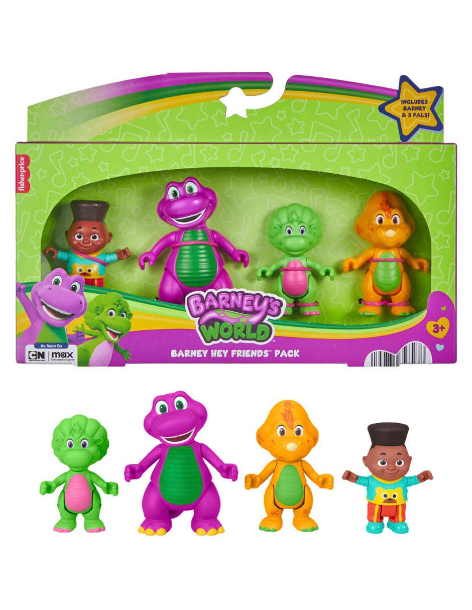 Set figuras acción articulada Barney's World Barney, Baby Bop, Billy y David Especial 5