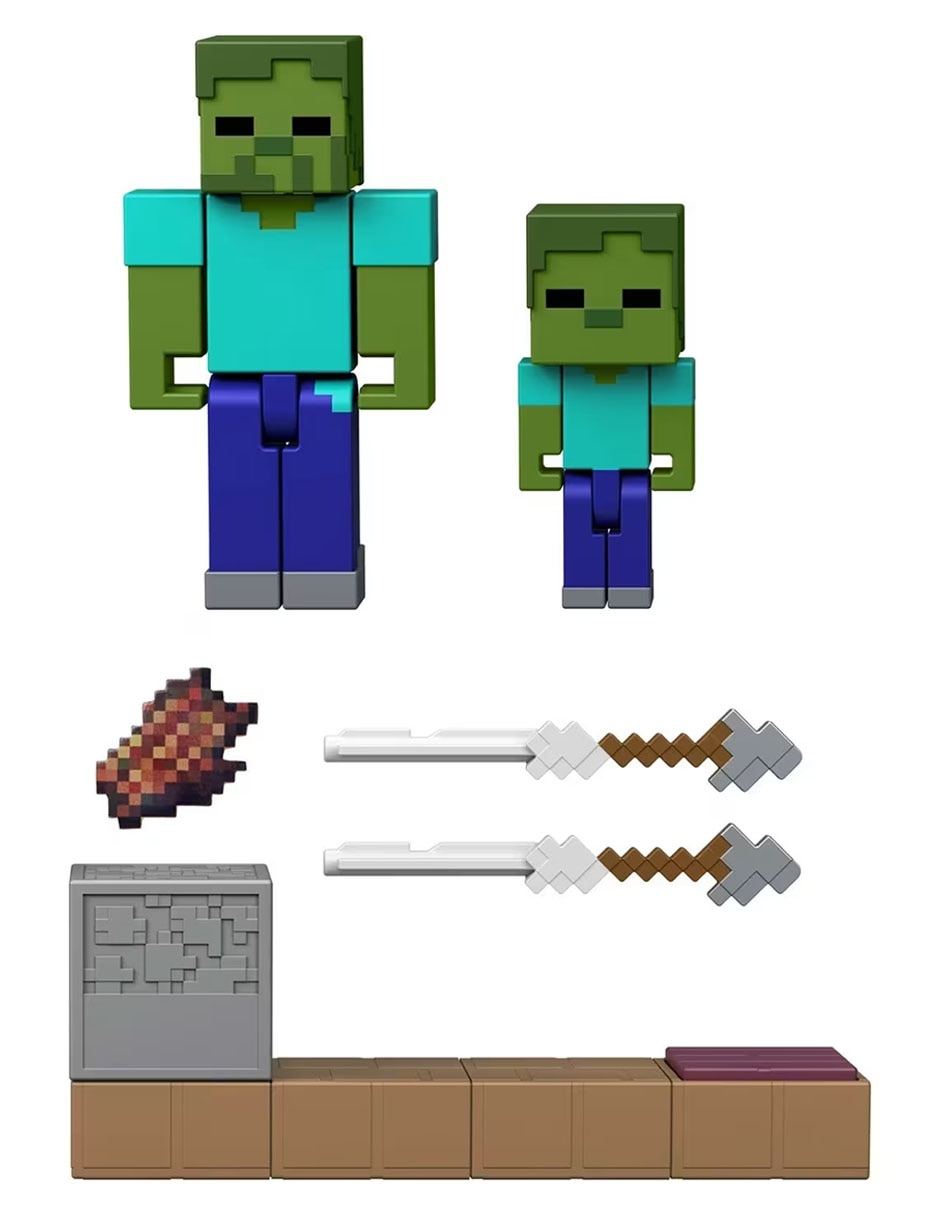Set figuras acción articuladas Zombie Minecraft