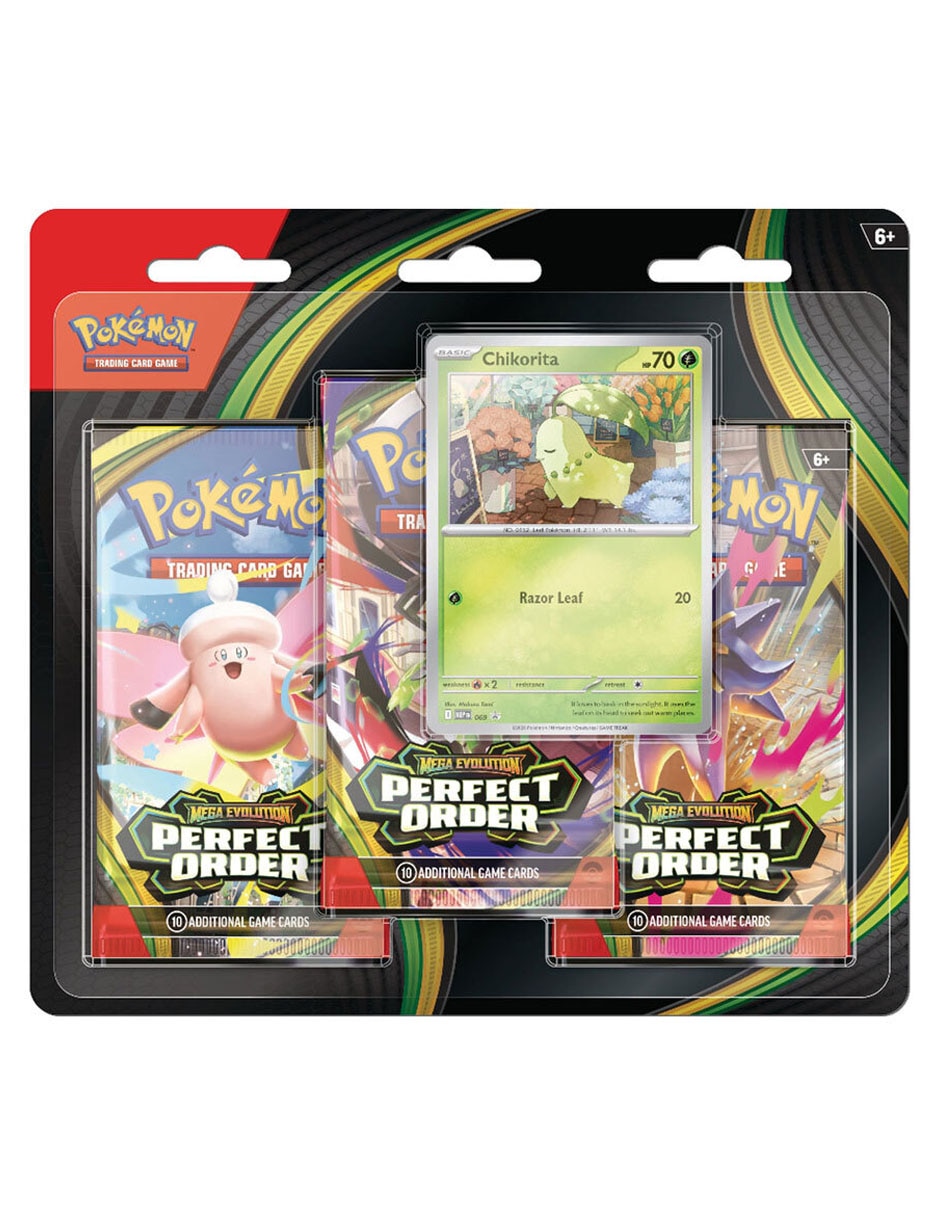 Paquete blíster de 3 sobres de tcg: mega evolution perfect order estrategia león Paquete blíster de 3 sobres de tcg: mega evolution perfect order estrategia león