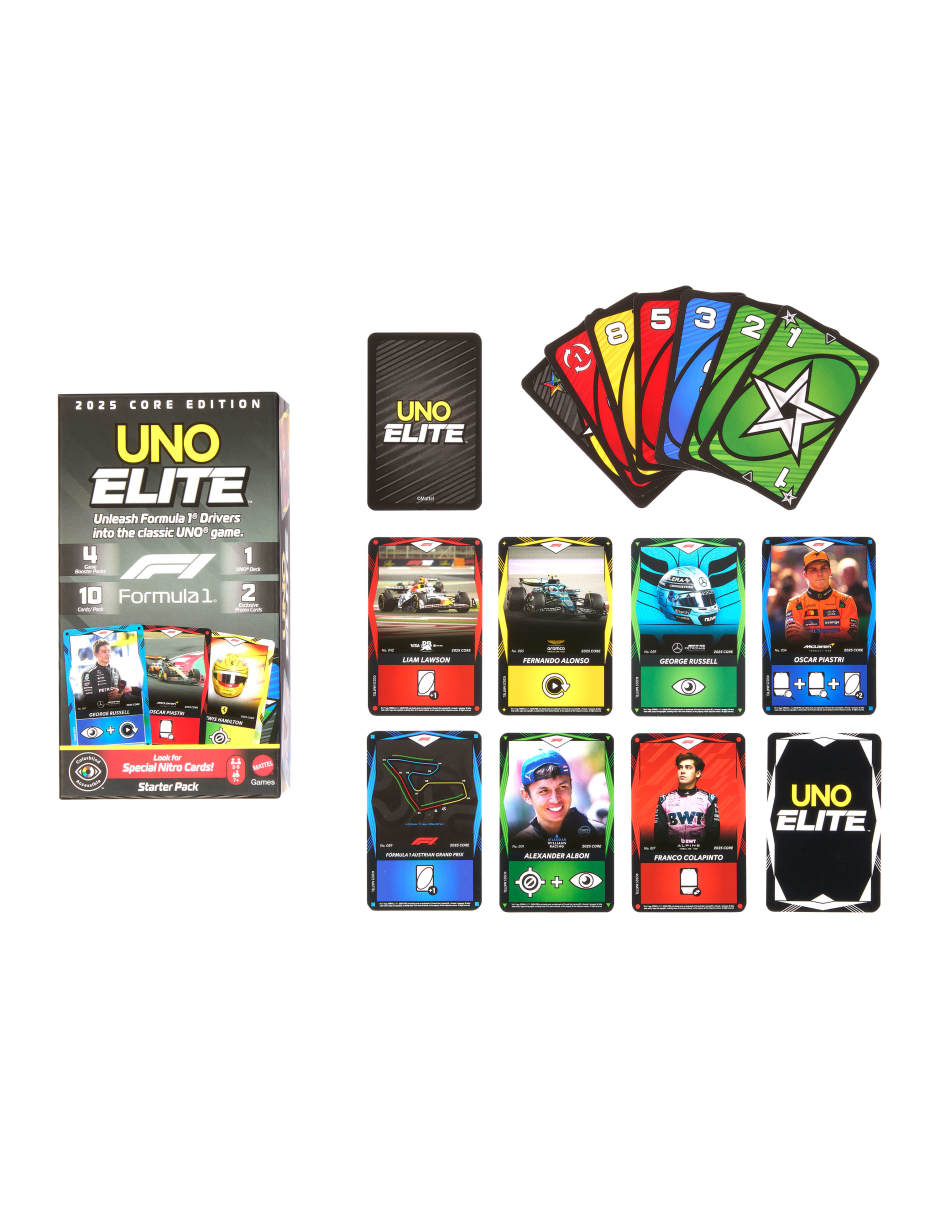 UNO Elite F1 Starter Pack Juego de Cartas 7+