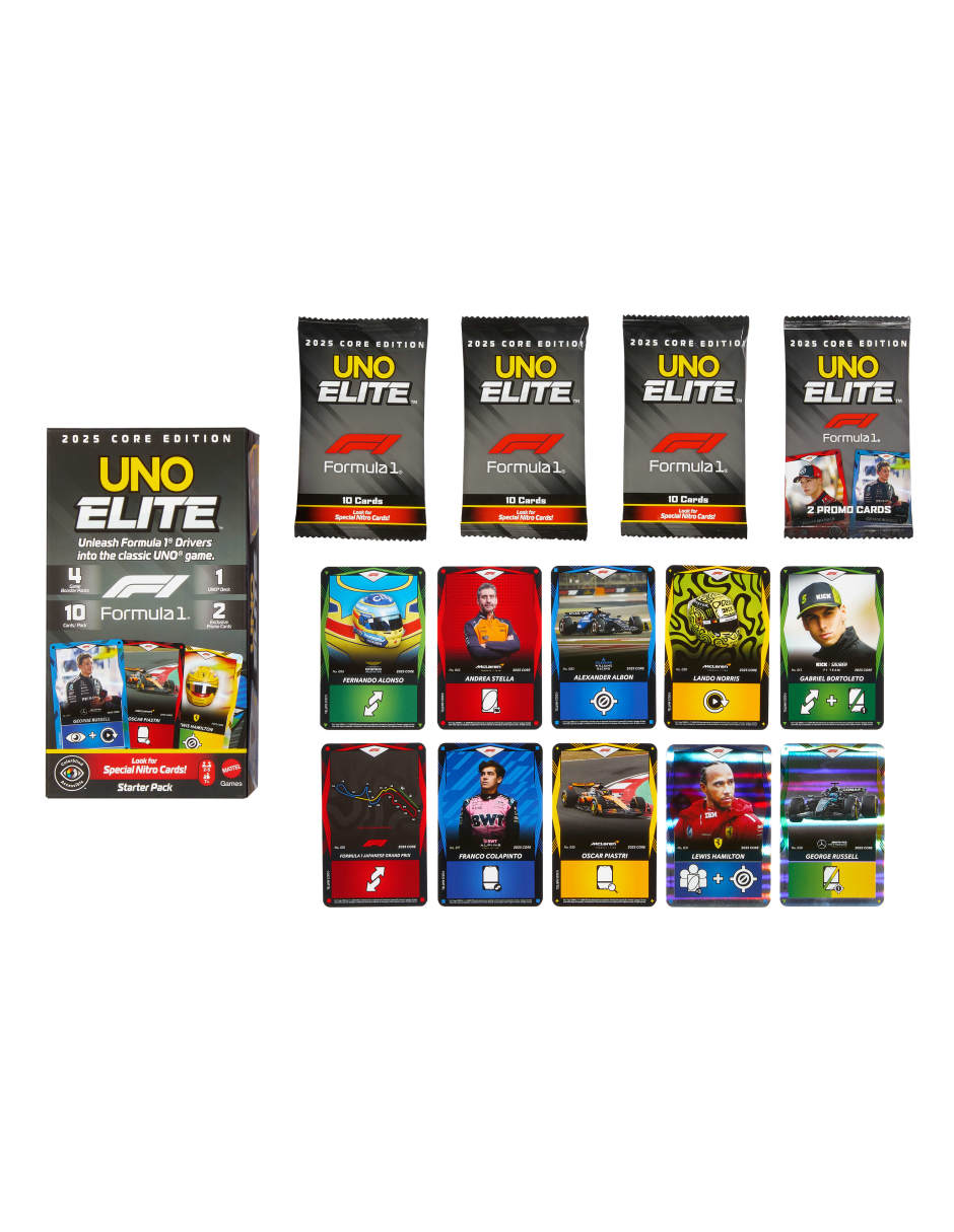 UNO Elite F1 Starter Pack Juego de Cartas 7+