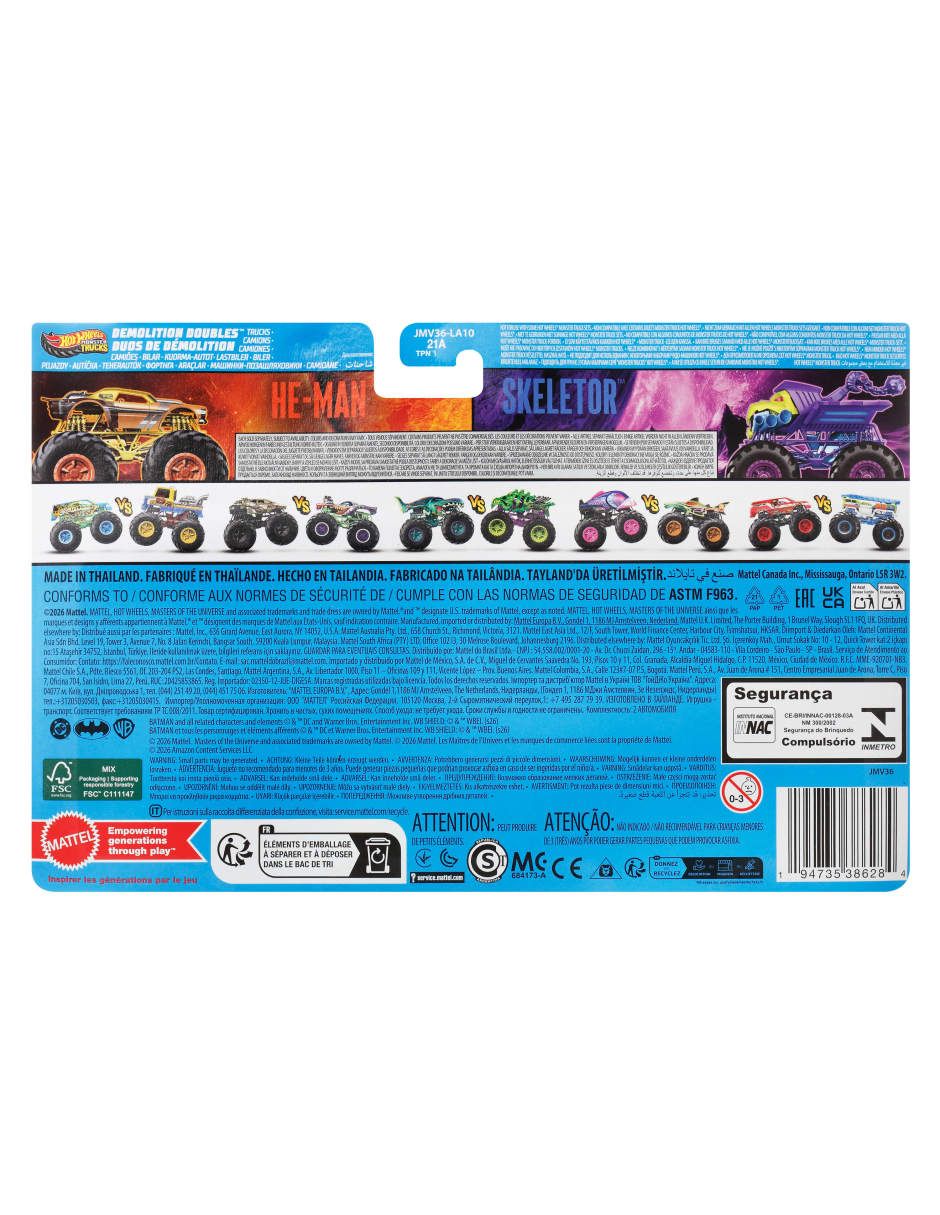 Automóvil hw monster trucks 1:64 hot wheels: monster trucks 2
