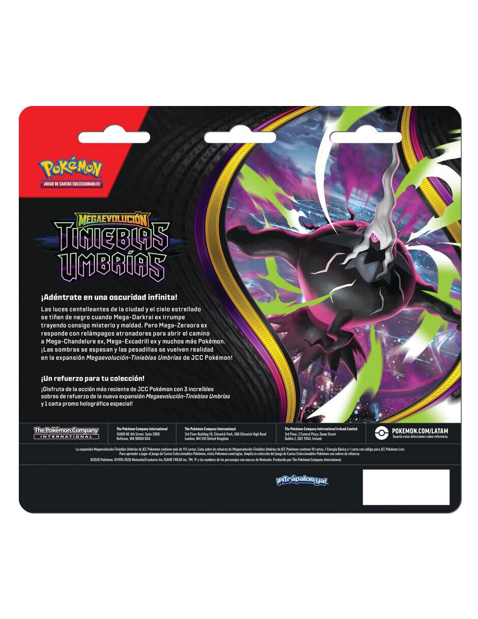 Pokemon tcg: mega evolution oscuridad absoluta - 3 pack blister en español tcg pokemón 2